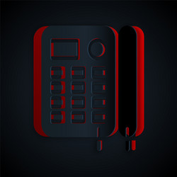 Paper cut telephone icon isolated on black vector