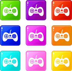 video game console controller icons 9 set vector image