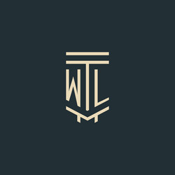 wl initial monogram with simple line art pillar vector image