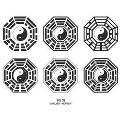 yin and yang symbol with bagua trigrams vector image
