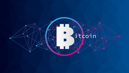 bitcoin circle sign low poly network pattern vector image