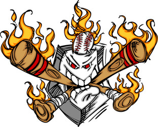Flaming Baseball Bats - Intense Action Vector Image