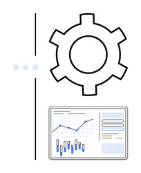 gear with data chart and analytics dashboard vector image