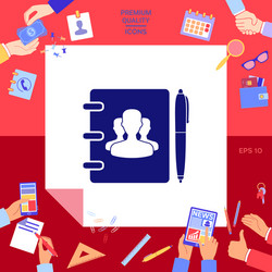 notebook address phone book with symbol of group vector image