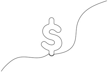 dollar icon continuous one line drawing of isolate vector image