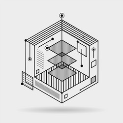 Isometric Cubic Lines Abstract Background vector image