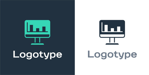 Logotype computer monitor with graph chart icon vector