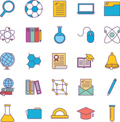 school line and fill style icon set design vector image