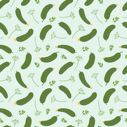 seamless pattern with cucumbers and dill vector image