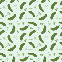 seamless pattern with cucumbers and dill vector