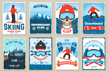 ski club retro flyer poster banner Vector Image