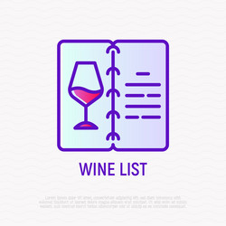 wine list opened menu with glass line icon vector