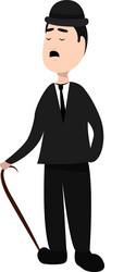 Charlie chaplin on white background vector