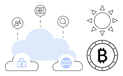 cloud computing icons with security networking vector image