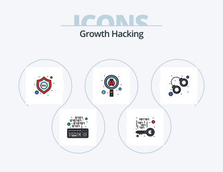 hacking line filled icon pack 5 design code vector image