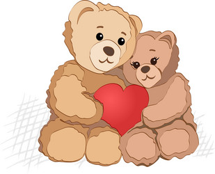 Two cute cartoon teddy bears Royalty Free Vector Image