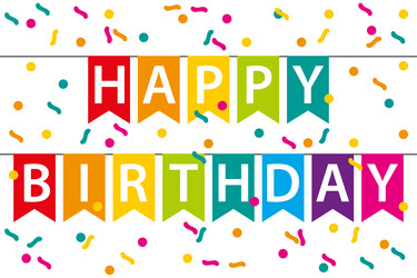 Colorful Birthday Party Banners & Confetti Vector Image