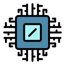 computer processor icon color outline vector image
