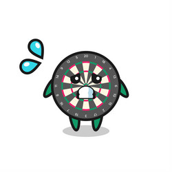 dart board mascot character with afraid gesture vector