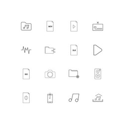files and folders sign linear thin icons set vector image