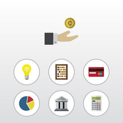 flat icon incoming set of bank counter calculate vector image