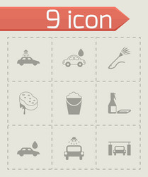 Black car wash icons set vector