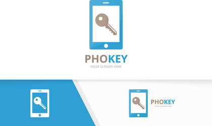 Key and phone logo combination lock vector