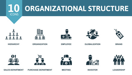 organizational structure icon set hierarchy vector image