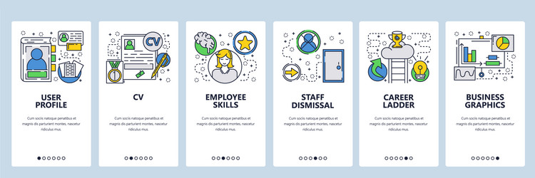 web site onboarding screens cv resume and career vector image