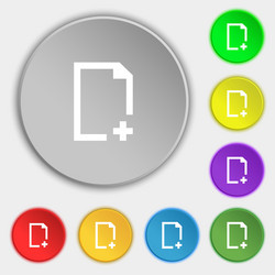 add file icon sign symbol on eight flat buttons vector