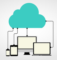 cloud computing concept on different electronic vector image