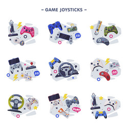 game joystick set modern and retro gamepads vector image