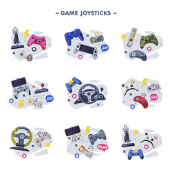 Game joystick set modern and retro gamepads vector