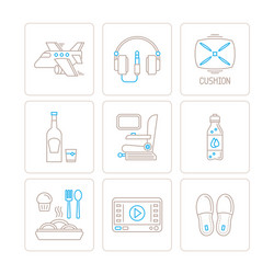 set of travel icons and concepts in mono thin vector image
