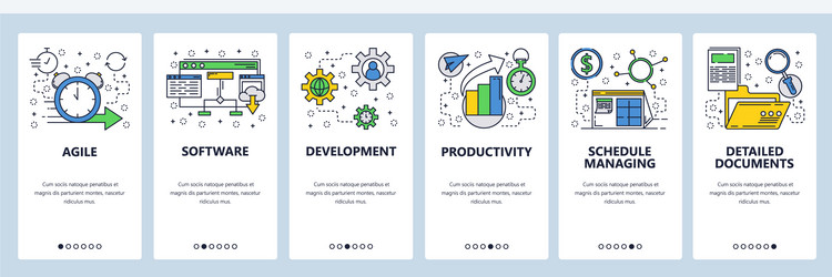 web site onboarding screens software development vector