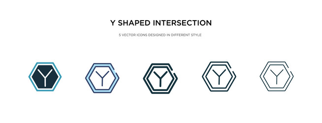 Y shaped intersection icon in different style vector