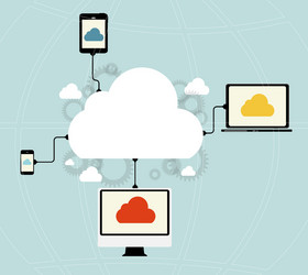cloud computing concept on different electronic vector image