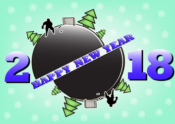 Happy new year 2018 and hockey vector