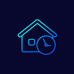 House and time linear icon vector