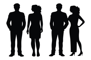 man and woman team black silhouettes set isolated Vector Image