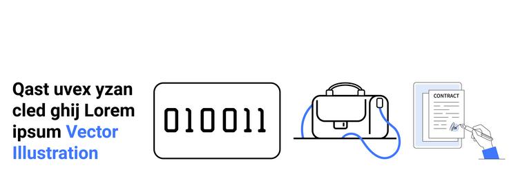 business elements digital binary code laptop bag vector image