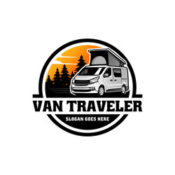 Camp Van Logo - RV Travel Vector Image