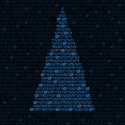 digital christmas tree with binary code vector image