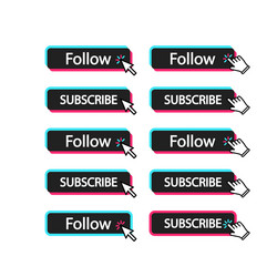 follow subscribe button with cursor mouse pointer vector image