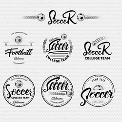 Football Soccer Badge Set - Hand Lettering Vector Image