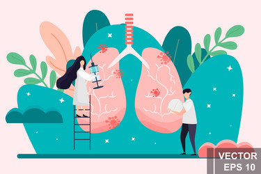 Lung treatment pulmanology flat style concept vector