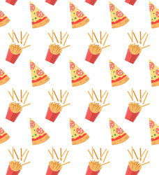 seamless pattern with pizza slices and french vector image