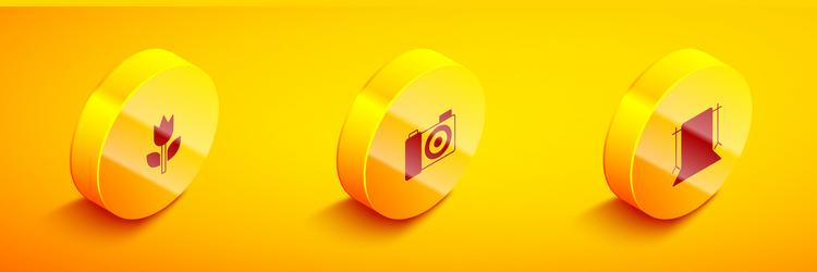 set isometric photo mode macro camera and empty vector image