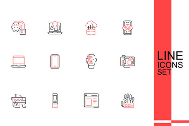 set line mechanical robot hand browser window vector image