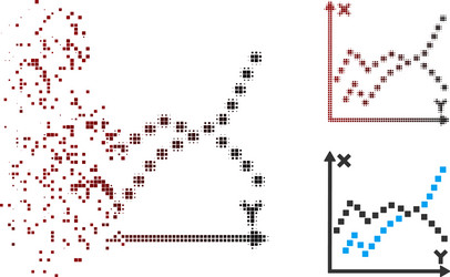 dissipated pixel halftone functions plot icon vector